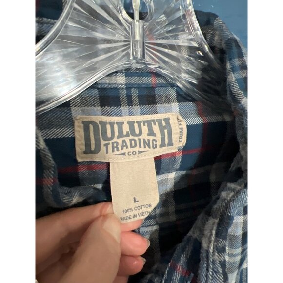 Duluth Trading Co Mens Trim Fit Plaid Flannel Shirt Size L - Picture 3 of 5